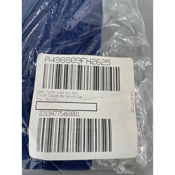 Isaac Mizrahi Live Knit Half Placket Cascade Hem Top Eyelet Detail Womens S NEW - Picture 2 of 8